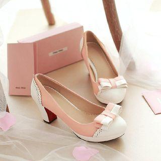 Chunky-heel Bow Pumps