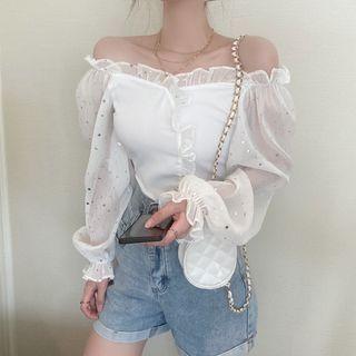 Off-shoulder Star Seuqined Blouse