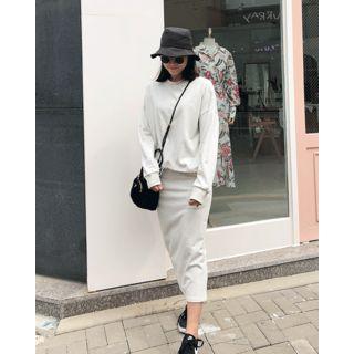 Drawcord-hem Plain Sweatshirt