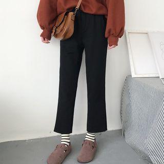 Cropped Straight-fit Pants Black - One Size