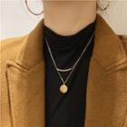 Disc & Curve Pendant Layered Alloy Necklace Gold - One Size