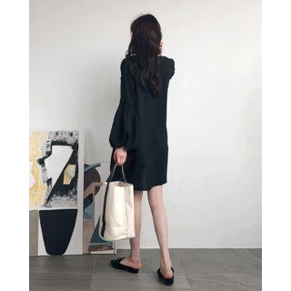 Balloon-sleeve Chiffon Mini Dress