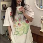 Short Sleeve Rabbit Printed Loose-fit T-shirt