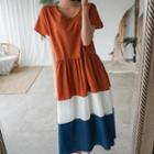 Color-block Tiered Long Dress