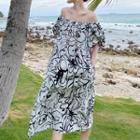 Off-shoulder Patterned Midi Sundress