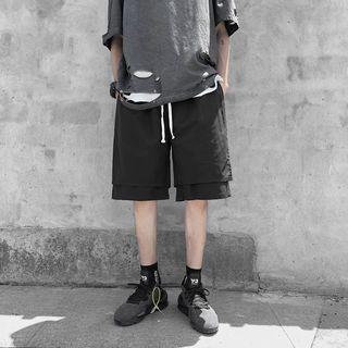 Layered Panel Straight-cut Shorts
