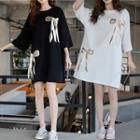 3/4-sleeve Ribbon Detail T-shirt Dress