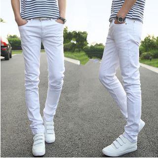 Slim-fit Plain Washed Jeans