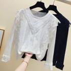 Long-sleeve Lace-trim T-shirt