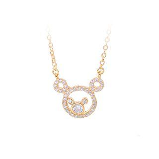 925 Plated Rose Gold Bear Necklace With White Austrian Element Crystal