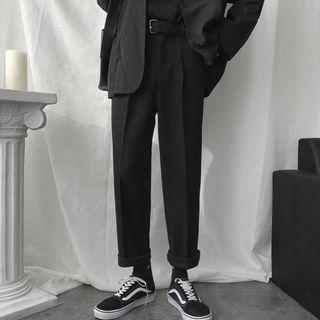 High-waist Plain Fleece-lining Dress Pants