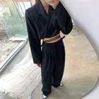 Cropped Tie-waist Blazer / Wide Leg Dress Pants