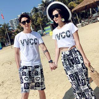 Couple Matching Short-sleeve T-shirt / Printed Pants / Printed Shorts / Set