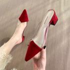 Pvc Panel Chunky Heel Mules