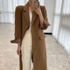 Long Sleeve V-neck Plain Long Blazer