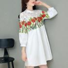 Lace-panel Floral Tunic