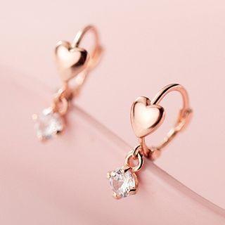 925 Sterling Silver Heart Rhinestone Earring