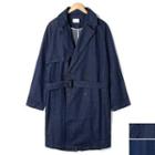 Notched-lapel Double-breasted Denim Trench Coat
