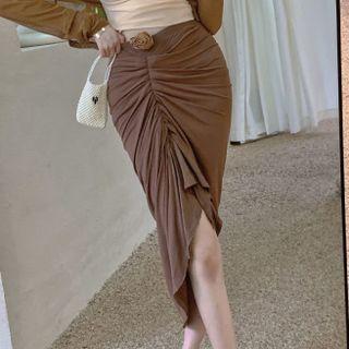 Crinkled Midi Mermaid Skirt