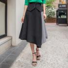 Plus Size Detachable Layered-yoke Check-panel Flare Skirt