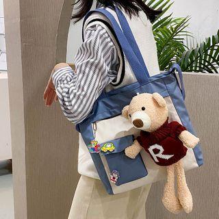 Nylon Two-tone Tote Bag