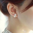Flower Faux Crystal Sterling Silver Earring
