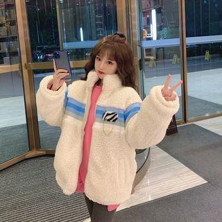 Color Block Fleece Zip-up Jacket / Floral Sweatshirt