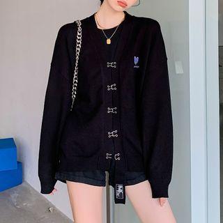Hook-closure Embroidered Cardigan