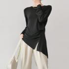 Asymmetric-hem Drape-front Top