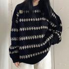 Round Neck Striped Sweater Black - One Size
