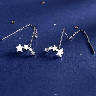 Rhinestone Star Dangle Earring 1 Pair - Threader Earring - As Shown In Figure - One Size