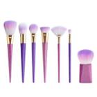 Set Of 7: Matte Handle Makeup Brush Set Of 7 - Purple - One Size