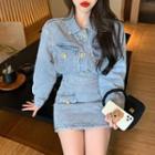 Button-up Denim Jacket / Mini Skirt