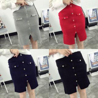 Front Slit Knit Skirt