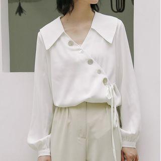 Asymmetrical Blouse Off-white - One Size
