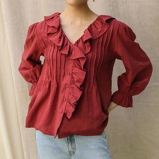Frilled-detail Seam-trim Blouse