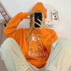 Rabbit Print Sweatshirt Tangerine - One Size