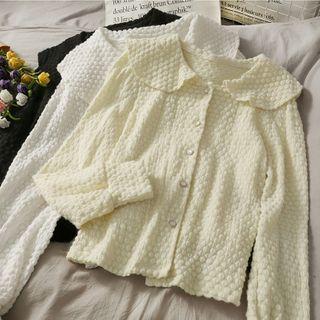 Embossed Peter Pan-collar Loose Shirt