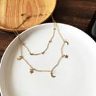 Moon And Star Layered Necklace 1 Pc - Gold - One Size