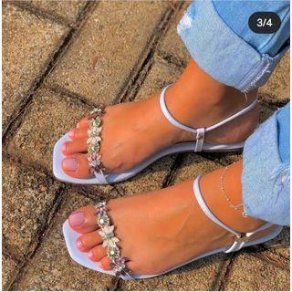 Rhinestone Floral Slingback Sandals