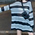 Striped Knitted Loose-fit Sweater Striped Sweater - One Size