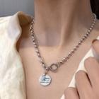 925 Sterling Silver Smiley Lettering Disc Pendant Necklace 925silver Necklace - One Size