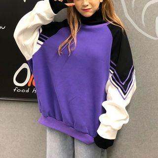 Mock Two-piece Color-block Pullover