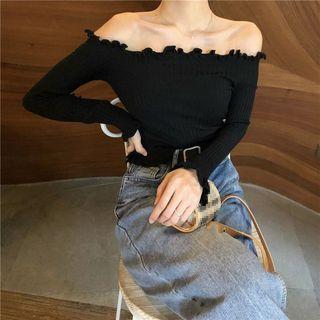 Ruffle Off Shoulder Knit Top