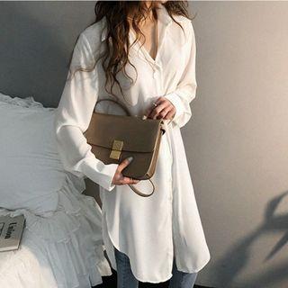 Lightweight Long Sleeve Plain Shirtdress