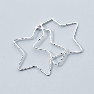 925 Sterling Silver Star Earring 1 Pair - Silver - One Size