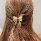 Bow Faux Pearl Hair Clamp White Faux Pearl - Gold - One Size