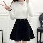 Fluffy Sweater / Mini A-line Skirt