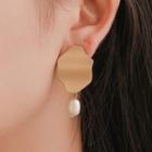 Irregular Alloy Disc Faux Pearl Dangle Earring 1 Pair - 2580 - 01 - Gold -