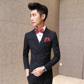 Set: Pinstripe Double-breasted Blazer + Vest + Pants